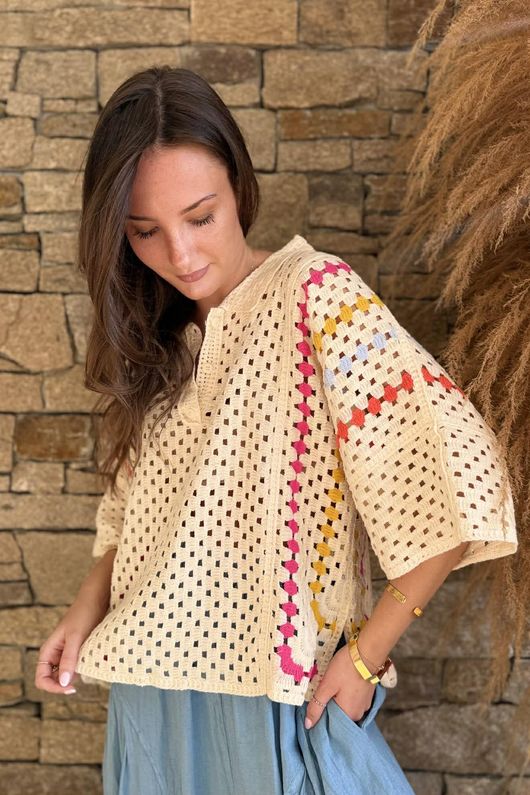 Honolulu Weekend Crochet Shirt Vanilla